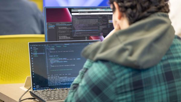 CSE student works on code