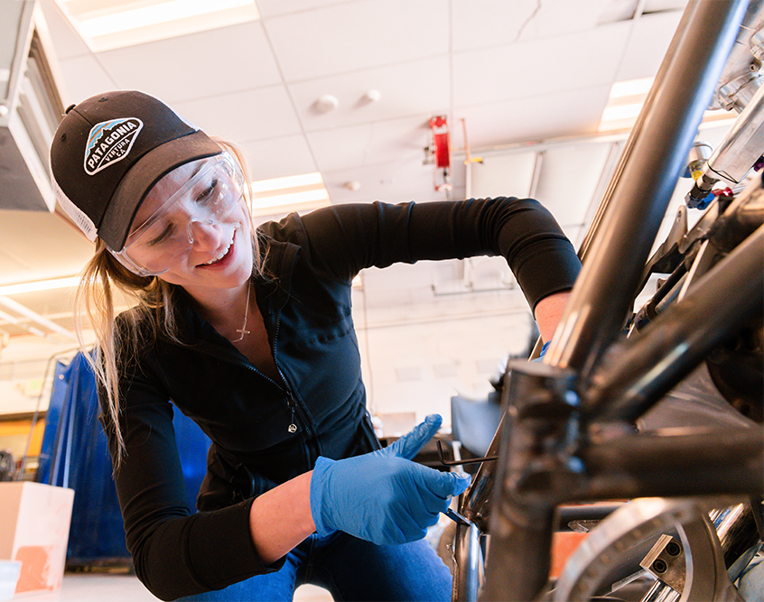 Woman working a n a mechanical Engineering project